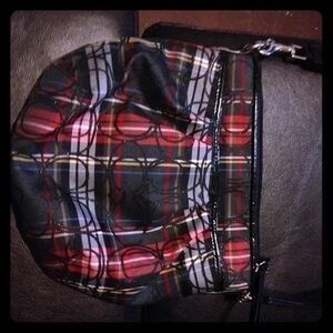 Coach Black and Red Plaid Satchel